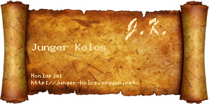 Junger Kolos névjegykártya